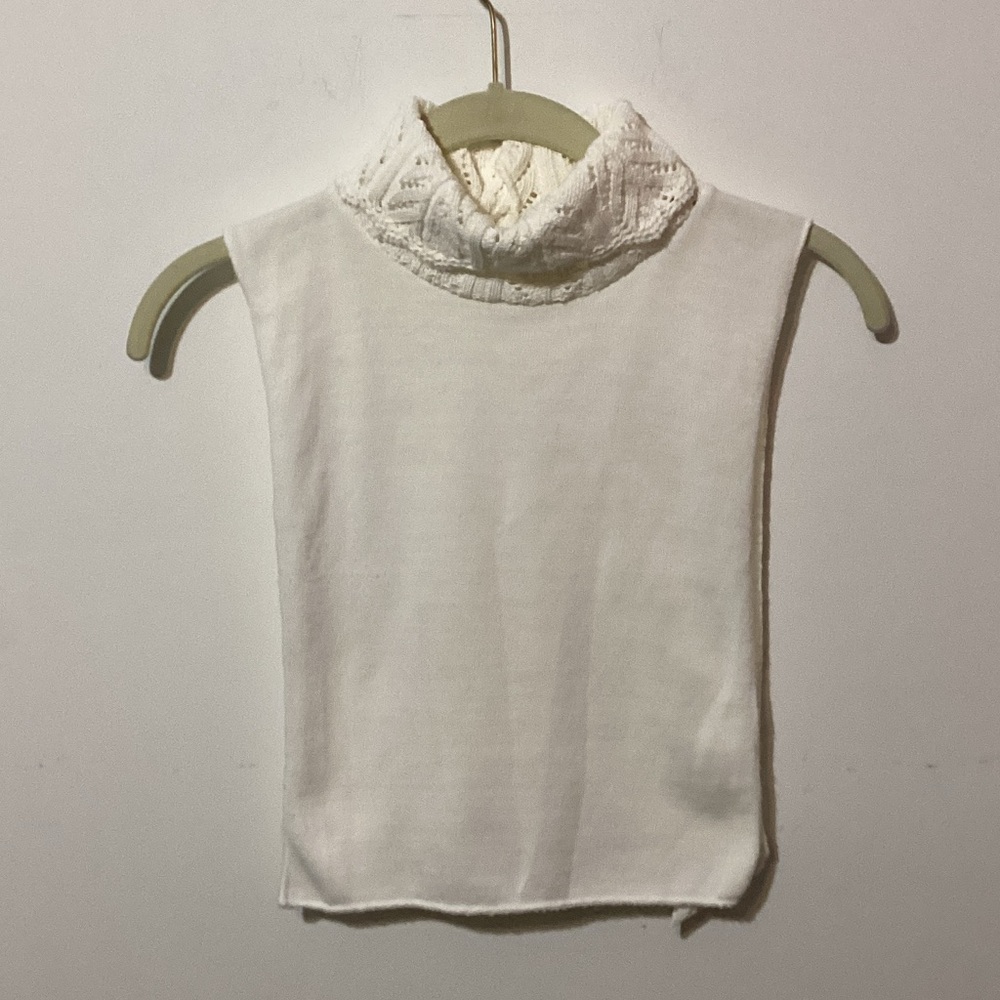 Vintage Knit Mock Neck Dickey / Detachable Collar Cream/off white